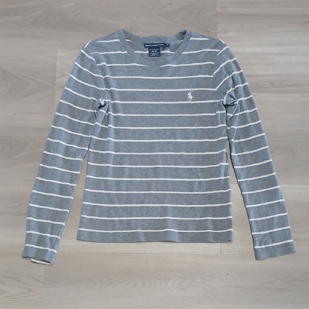 Ralph Lauren Sport Gray and White Striped Shirt